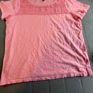 Talbots Pink Short Sleeve Lace Top